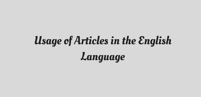 Usage of article in the English